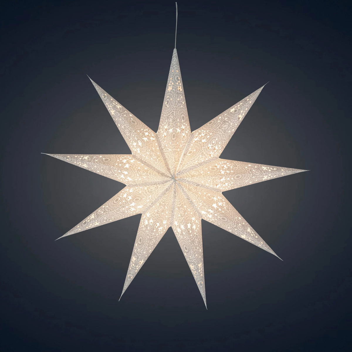 Hrim Star 9 Point 25" Cool White w/ Silver Glitter