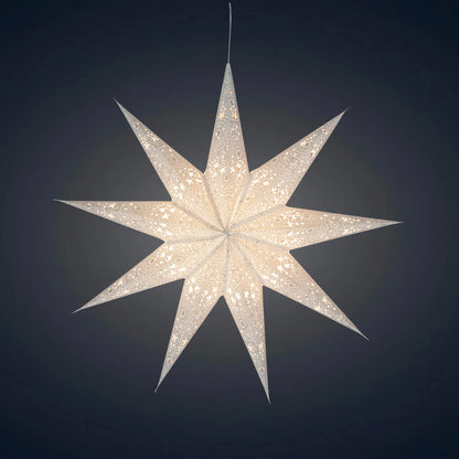 Hrim Star 9 Point 25" Cool White w/ Silver Glitter