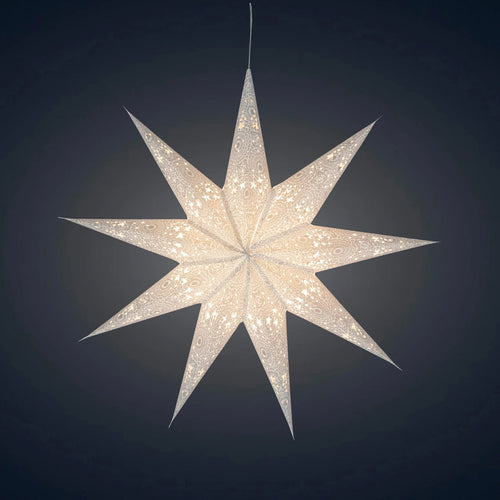 Hrim Star 9 Point 25" Cool White w/ Silver Glitter