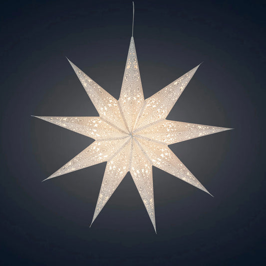 Hrim Star 9 Point 25" Cool White w/ Silver Glitter