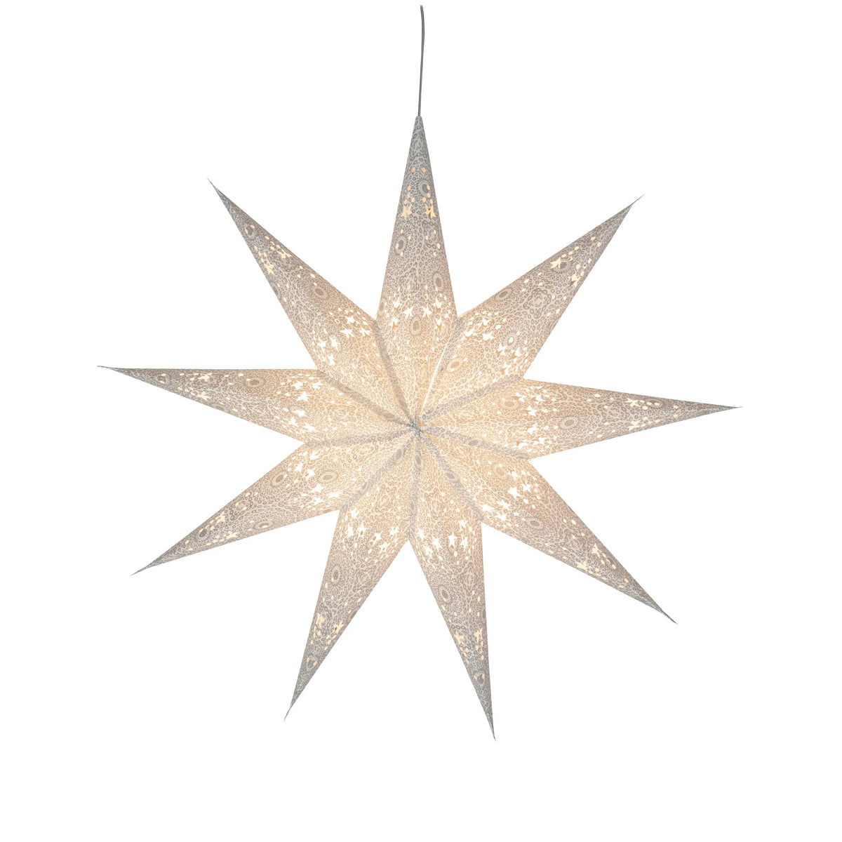 Hrim Star 9 Point 25" Cool White w/ Silver Glitter