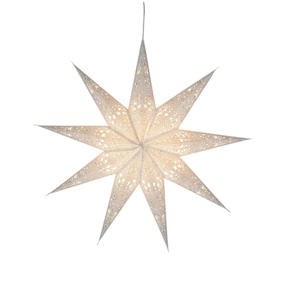 Hrim Star 9 Point 25" Cool White w/ Silver Glitter