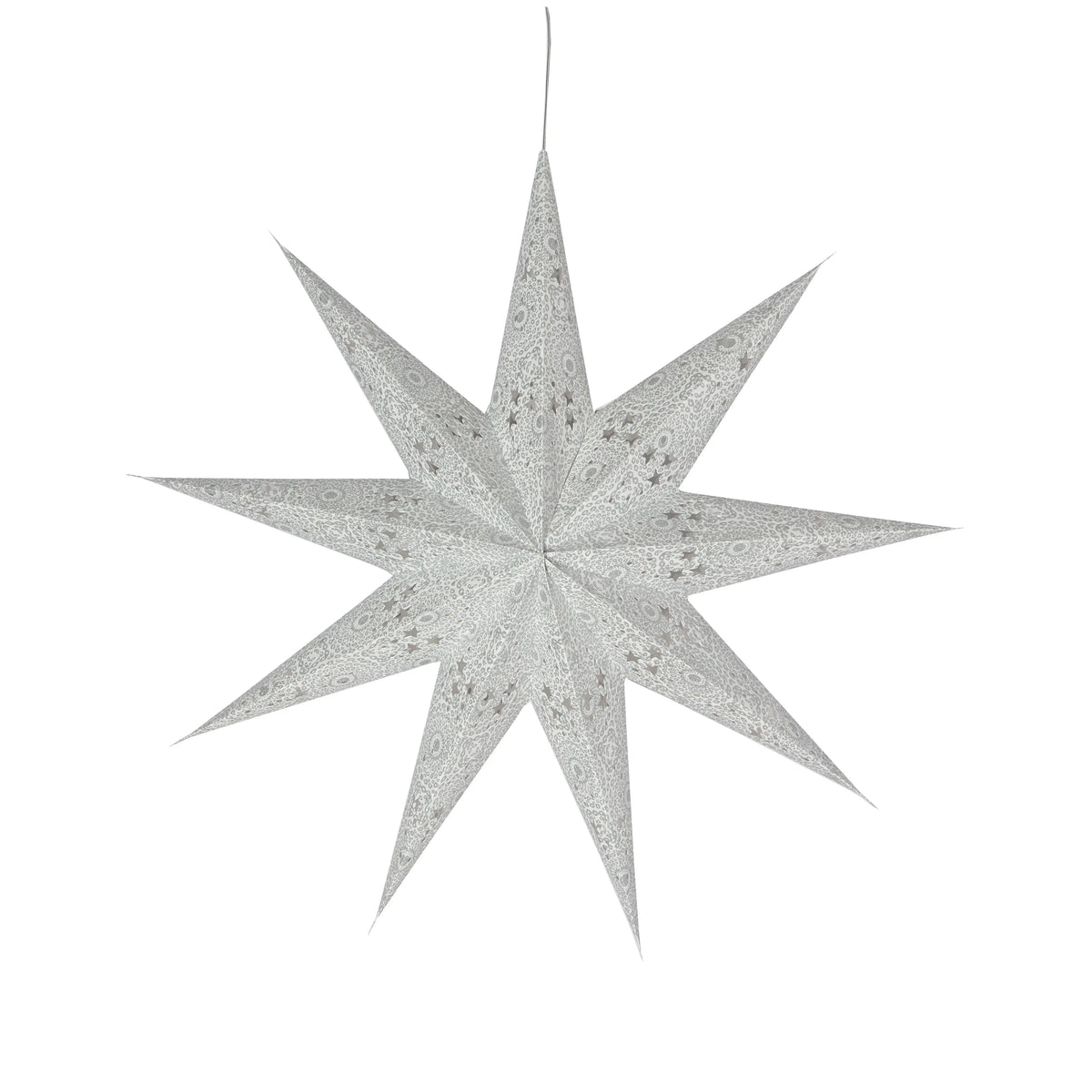 Hrim Star 9 Point 25" Cool White w/ Silver Glitter