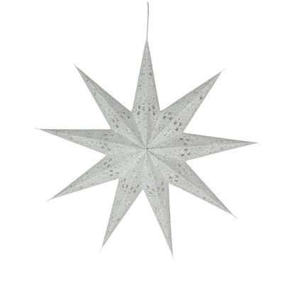 Hrim Star 9 Point 25" Cool White w/ Silver Glitter