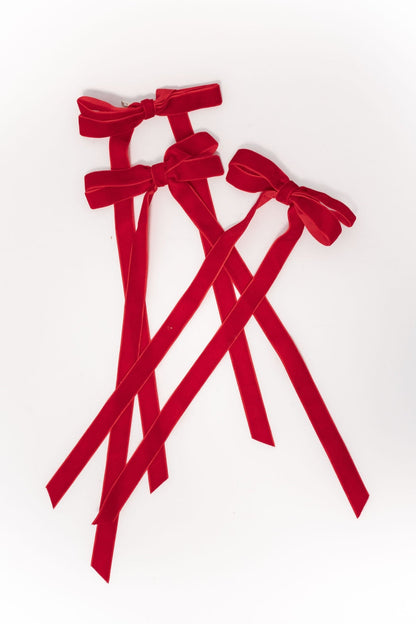 Red Velvet Bows, Set of 3