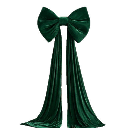 Oversized Velvet Bow Tree Topper with Long Tails - Hunter Green