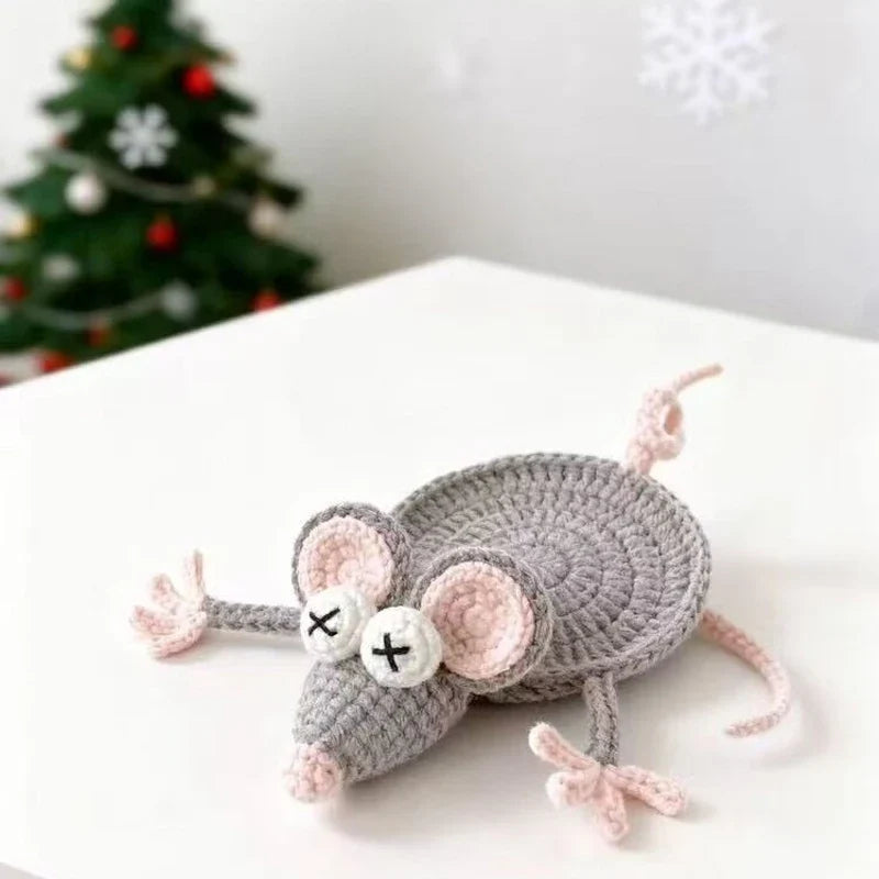 Handmade 3D Crochet Lizard Coaster, Funny Animal Cup Mat, Cute Desk Decor and Unique Gift for Home & Office