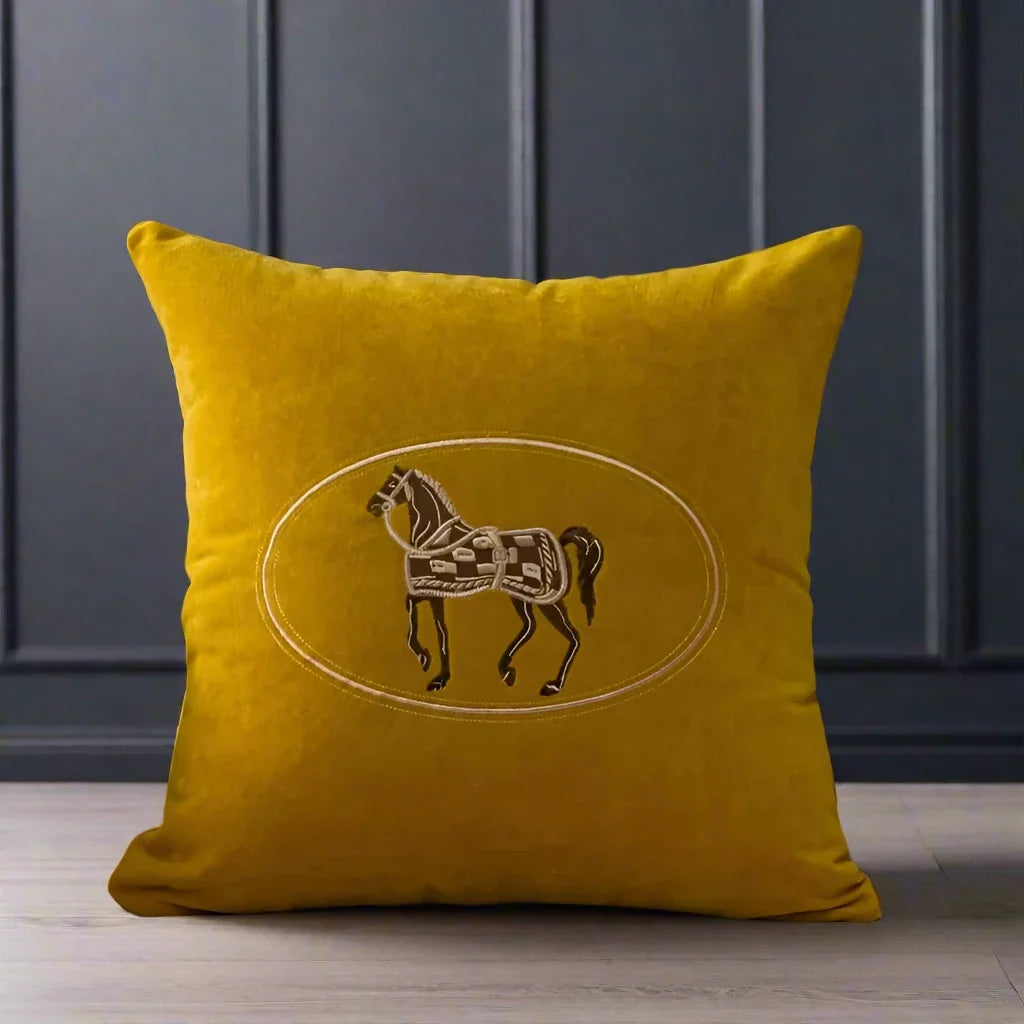 1200 American Embroidered Horse Pillow Cover