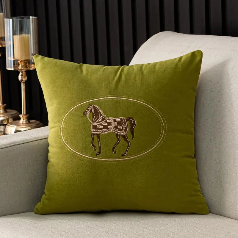 1200 American Embroidered Horse Pillow Cover
