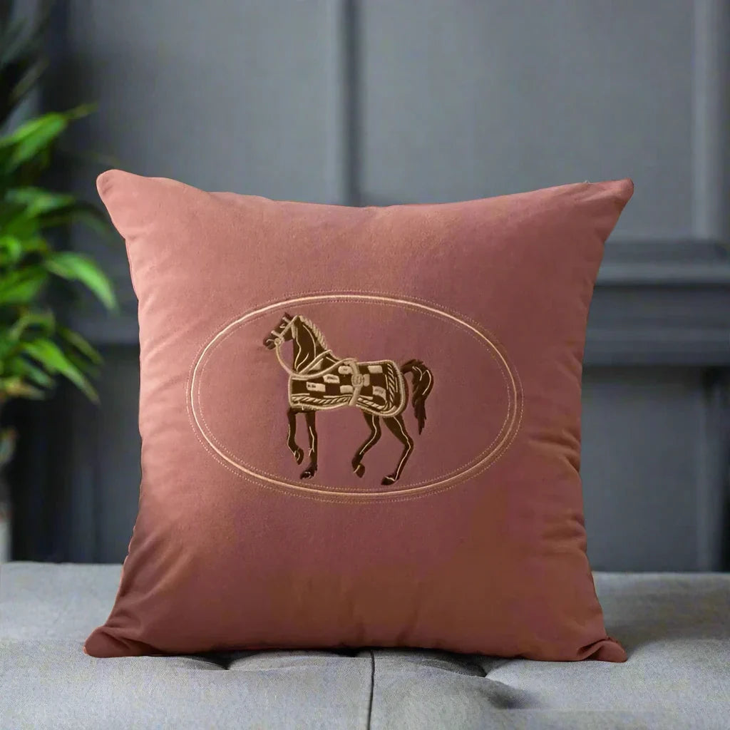 1200 American Embroidered Horse Pillow Cover
