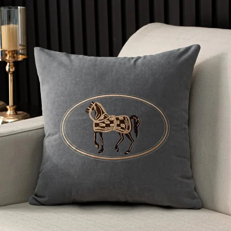 1200 American Embroidered Horse Pillow Cover