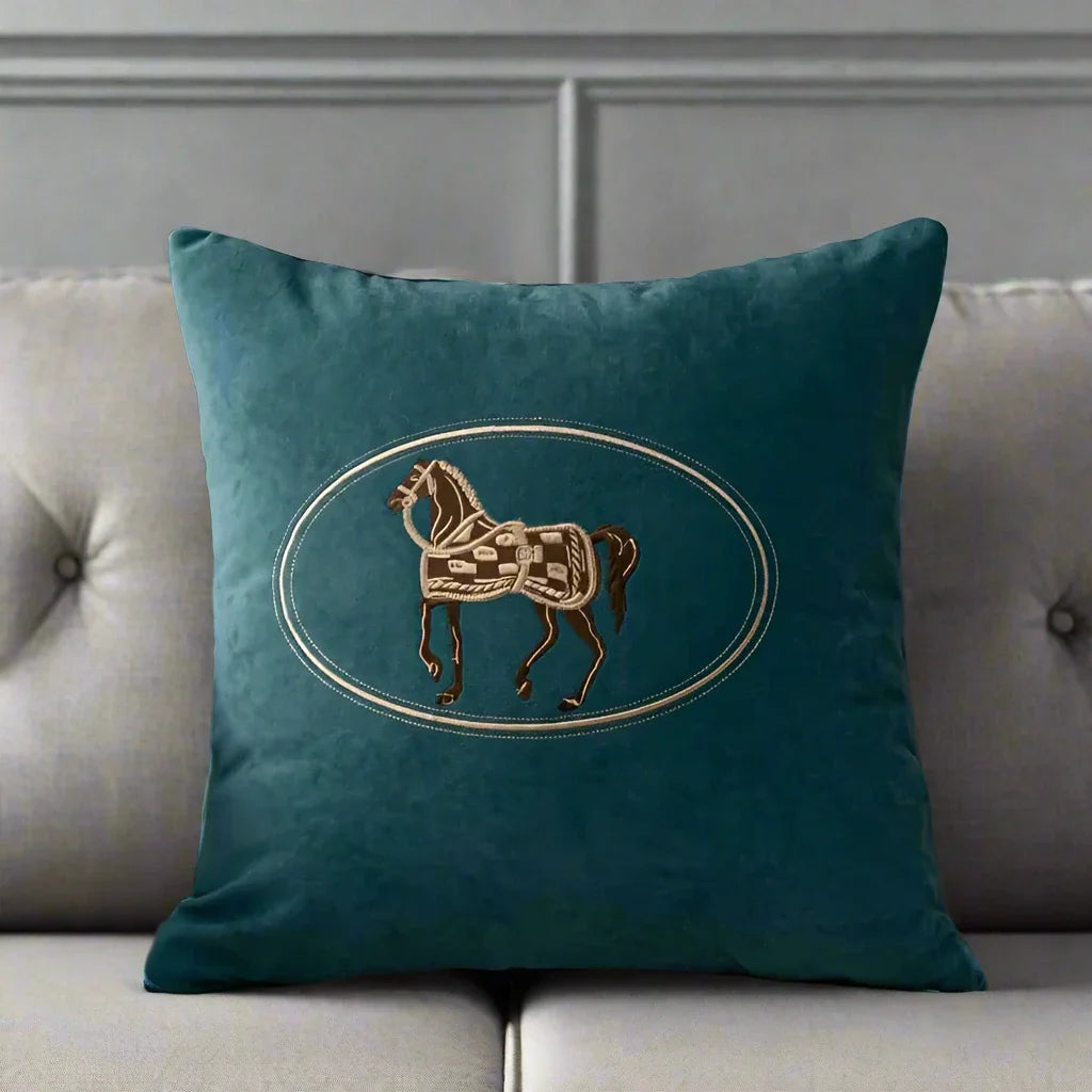 1200 American Embroidered Horse Pillow Cover