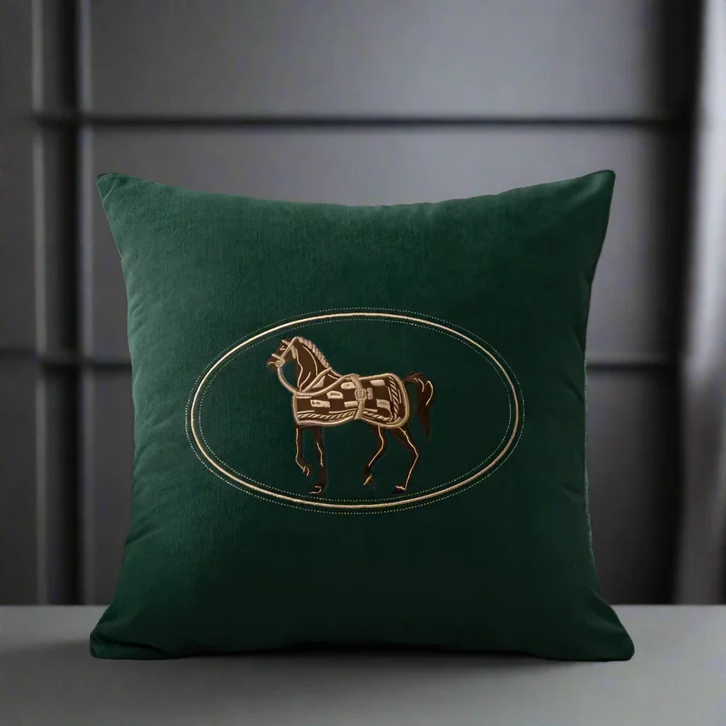 1200 American Embroidered Horse Pillow Cover