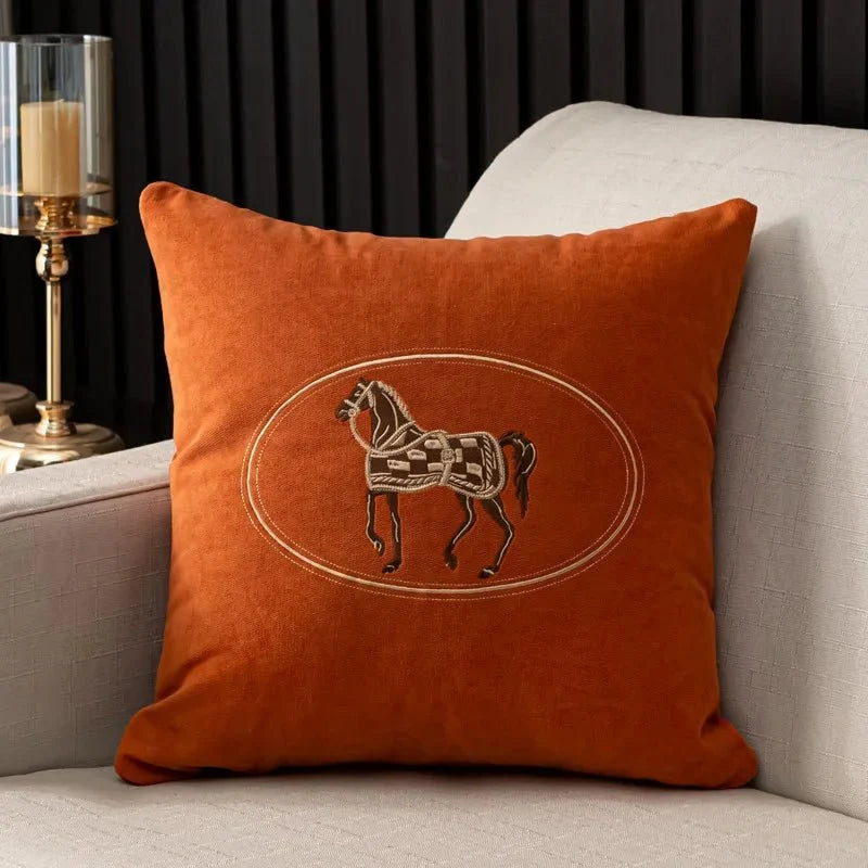 1200 American Embroidered Horse Pillow Cover