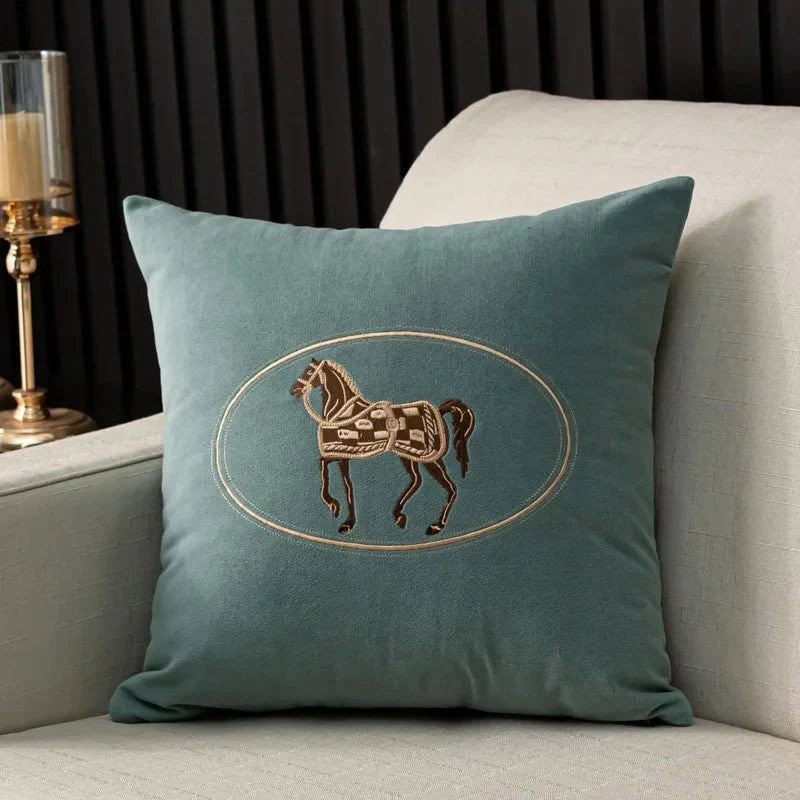 1200 American Embroidered Horse Pillow Cover