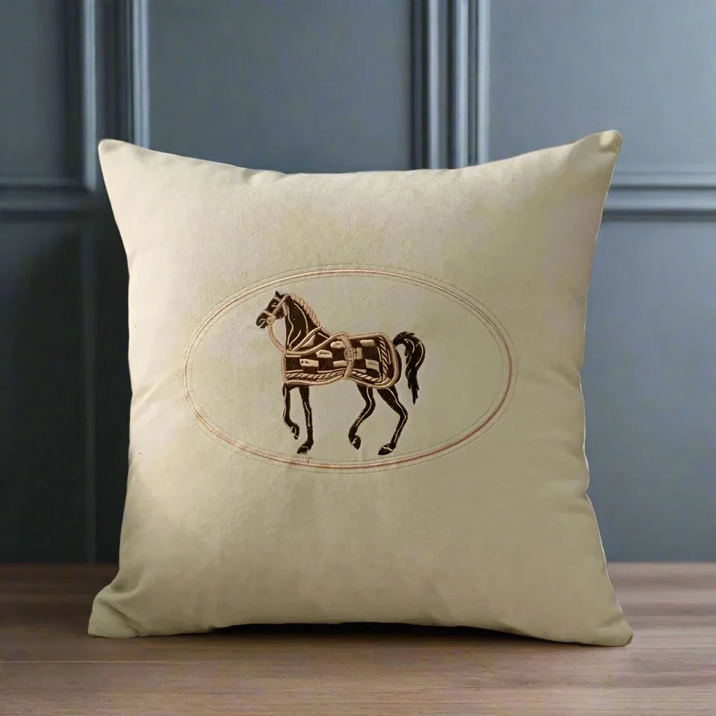 1200 American Embroidered Horse Pillow Cover