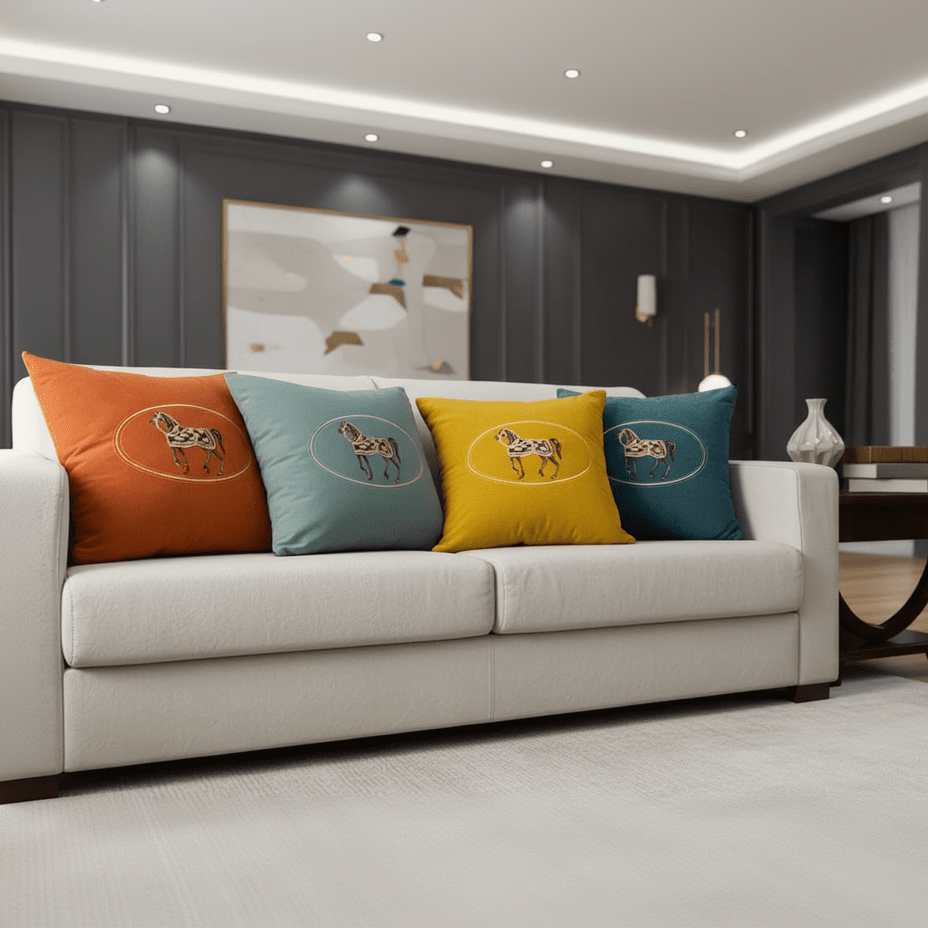 1200 American Embroidered Horse Pillow Cover