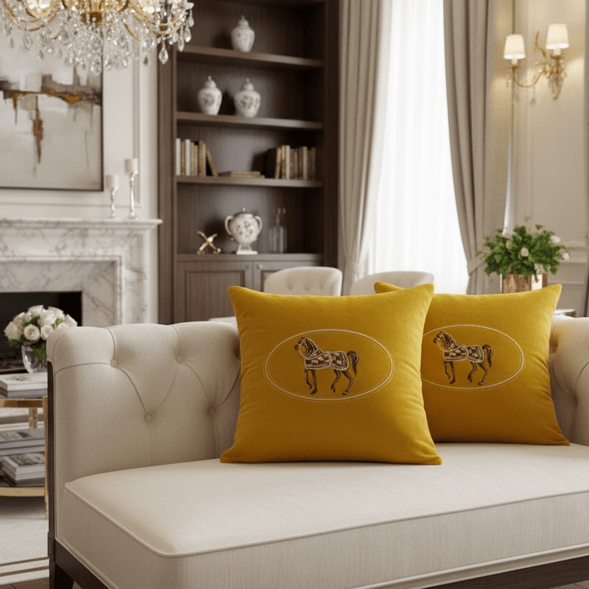 1200 American Embroidered Horse Pillow Cover