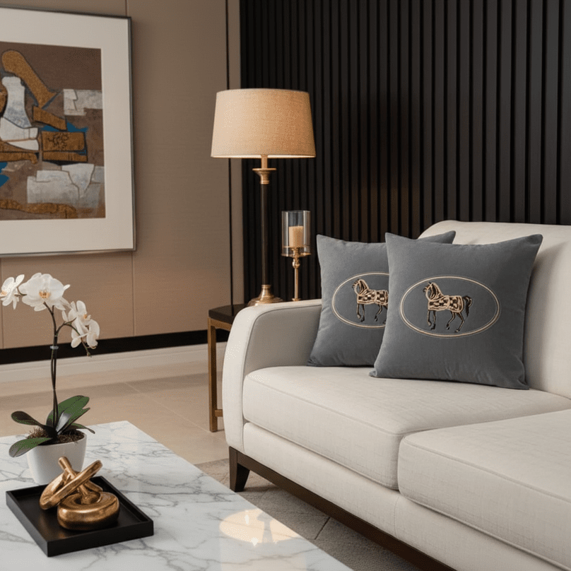 1200 American Embroidered Horse Pillow Cover