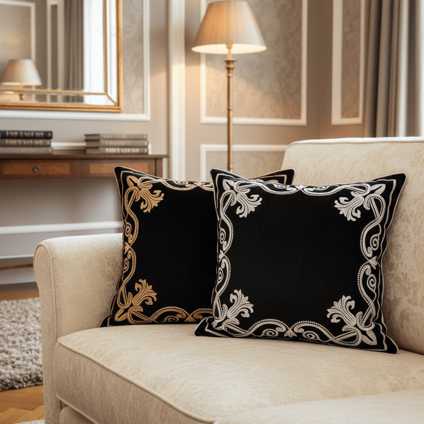 1188 Baroque Embroidered Pillow Cover