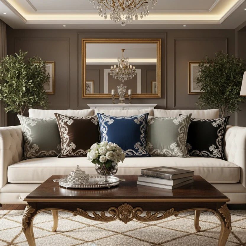 1188 Baroque Embroidered Pillow Cover