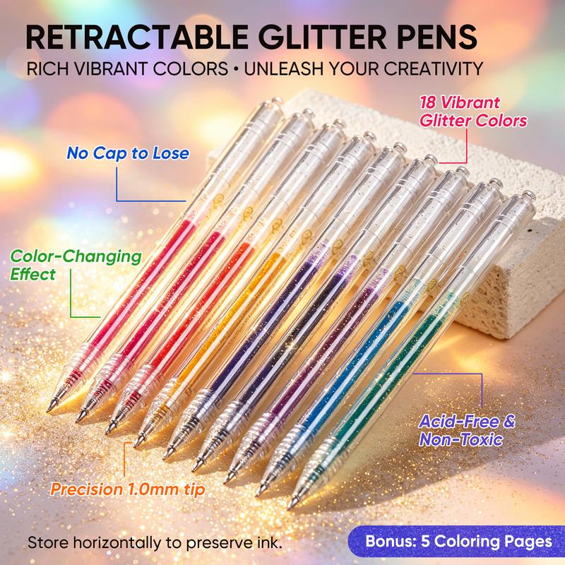 ⏳Last Day Sale Only $11.99!!💥Sparkle Glitter Gel Pen Set, Smooth & Smudge-Resistant, Eco Glitter, Ideal for All Ages – Grab Now!