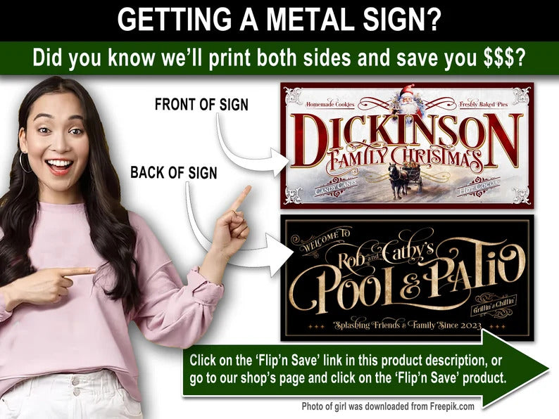 Family Name Christmas Signs - Vintage Santa: Personalized on Metal or Canvas