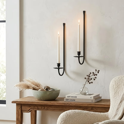 Black Wall Candle Sconces, Set of 2