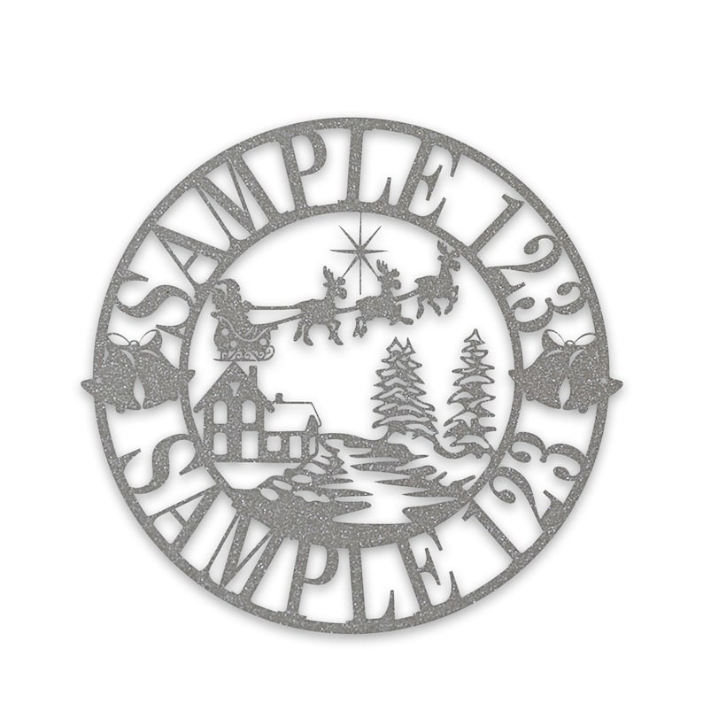 Holidays Christmas Santa in the Sky Circle Personalized Metal Signs