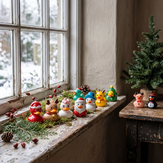 Mini Christmas Decorations, Santa Claus Reindeer Snowman Resin Ducks, Cute Desktop Garden Ornaments, Festive Party Gifts