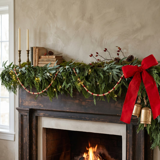 9’ Artificial Real-Touch Cedar and Long Leaf Eucalyptus Garland - Ship by 10/30/2026