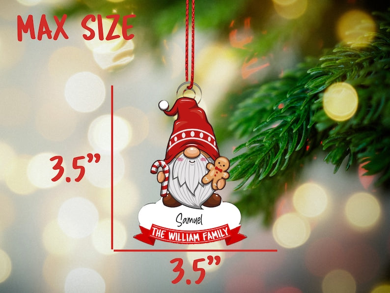 Gnomes Ornament Family Christmas Ornaments, Personalized Gnome Ornament for Christmas Tree Decor, Gnome Family Ornaments Christmas Gift 2024