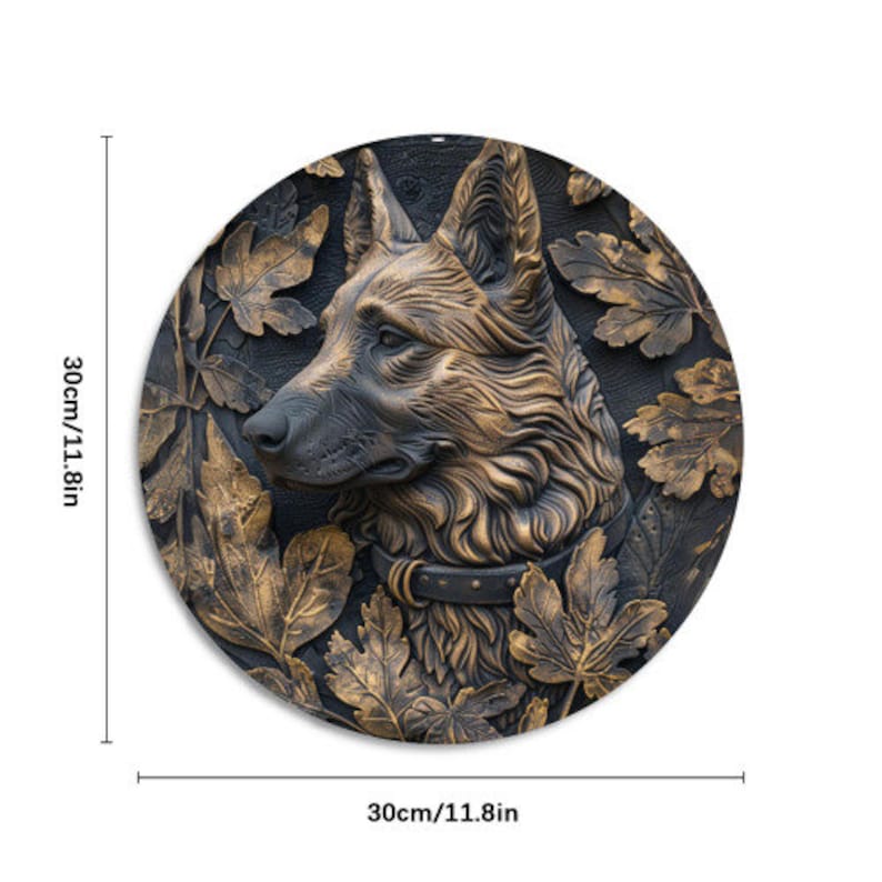 German Shepherd Wreath Sign: Aluminum Dog Breed Decor