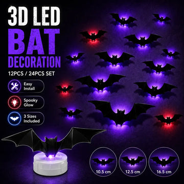 🎃Halloween Pre-sale🎃3D Bat Light Design LED Decorations 12pcs/24pcs Set - Bat*12pcs