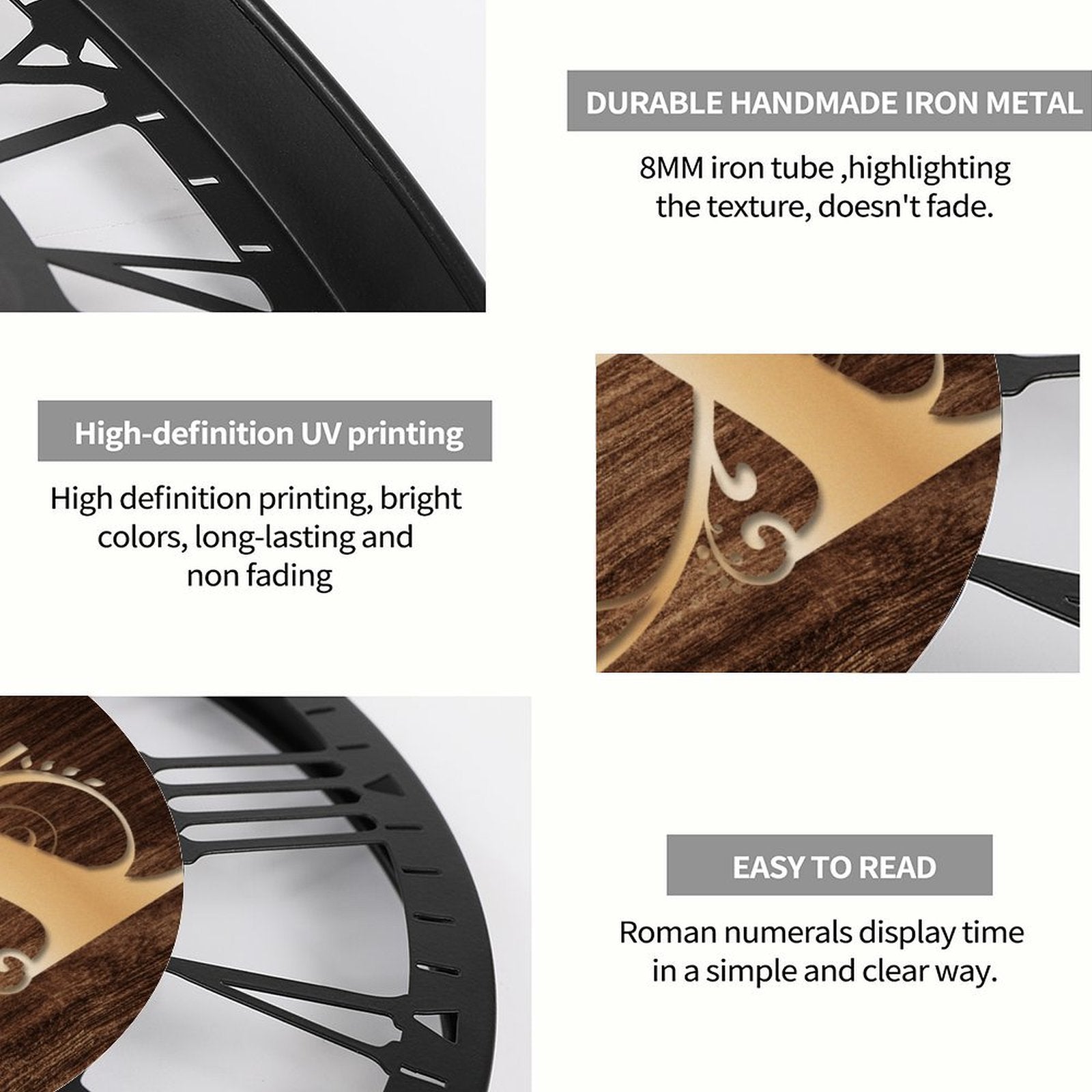 Christmas  name Iron Circular Clock 25CM Roman Numerals 10×10inch(25×25cm)