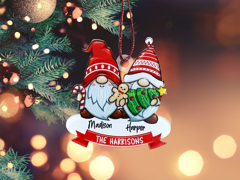 Gnomes Ornament Family Christmas Ornaments, Personalized Gnome Ornament for Christmas Tree Decor, Gnome Family Ornaments Christmas Gift 2024