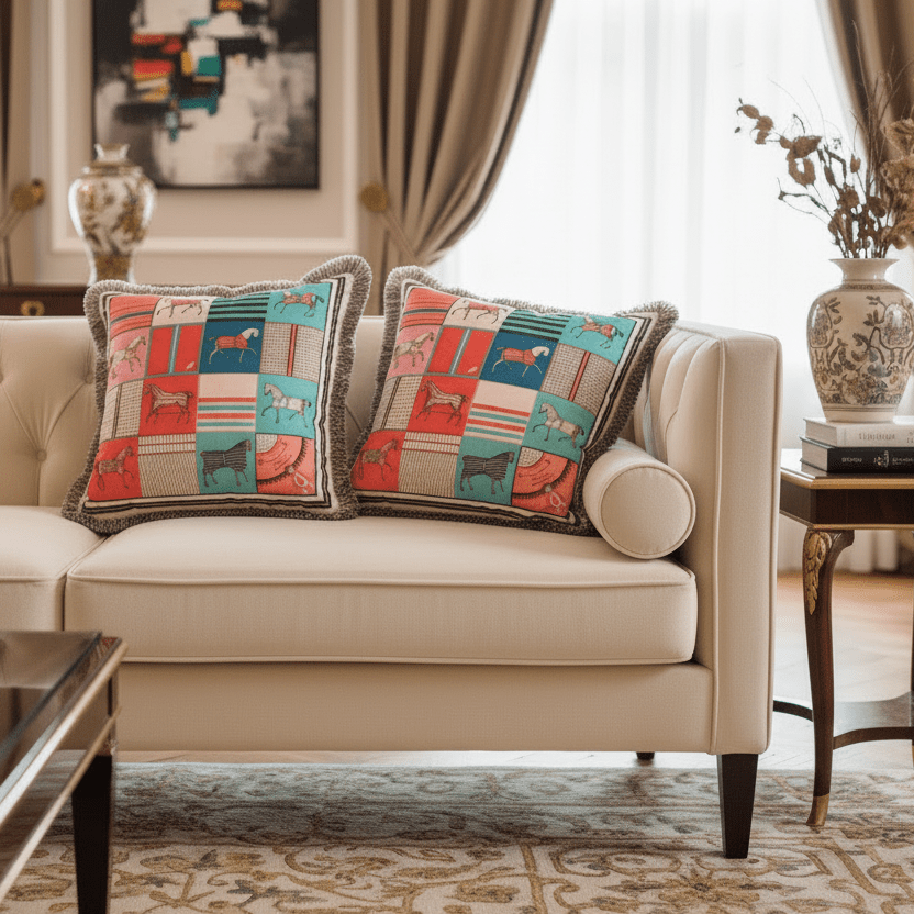 1167 Equestrian Royale Velvet Pillow Cover