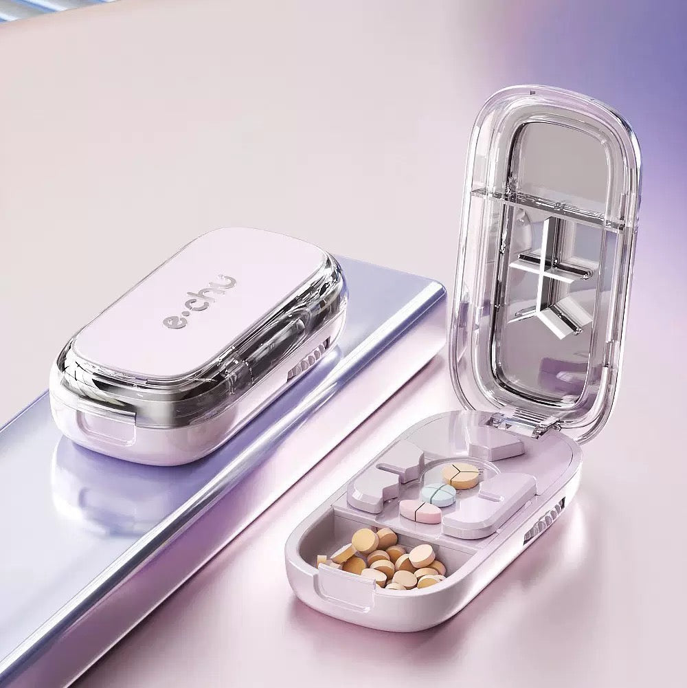 Pill Cutter Tablet Splitter, Press Style Pill Cutter with Pill Storage, Adjustable Tablet Cutter for Splitting Pills, Portable Medicine Cutter for Pets, Travel and Home Use