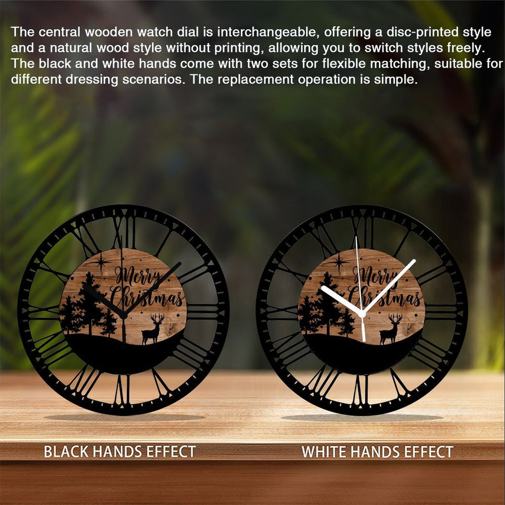 Iron Circular Clock 25CM Roman Numerals (LV Factory) 铁艺+木头 Style 10×10inch(25×25cm)