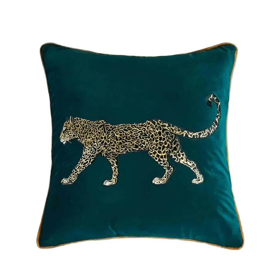 1192 Feline Majesty Embroidered Pillow Cover