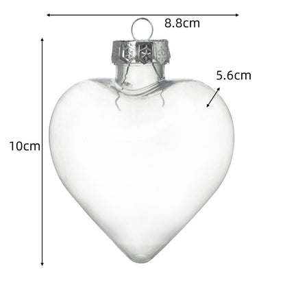 Clear heart fillable ornament with silver cap