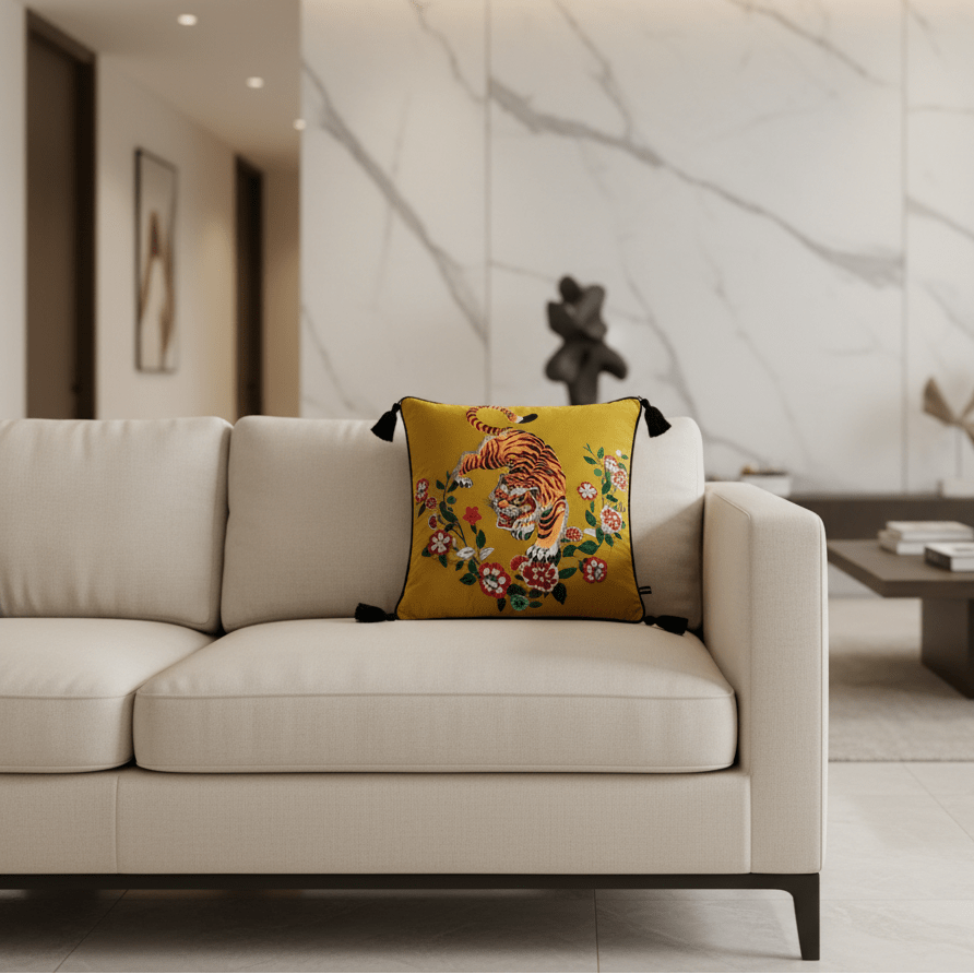 1088 Golden Emperor Tiger Pillow Cover