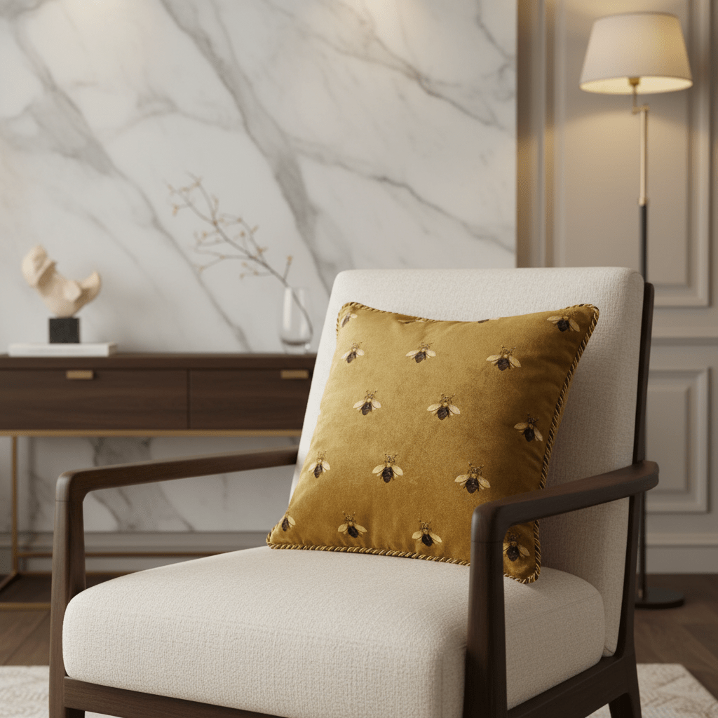 1096 Golden Queen Bee Pillow Cover
