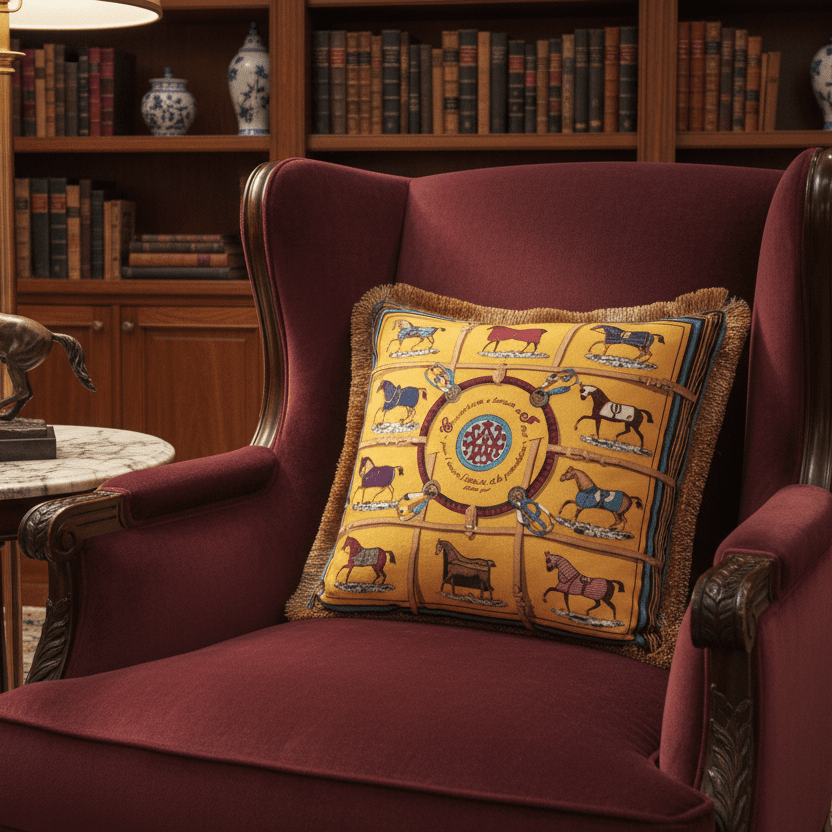1166 Golden Stallions Velvet Pillow Cover