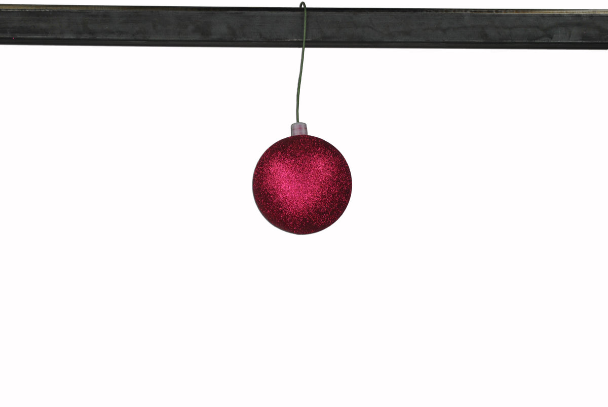 Burgundy Glitter Shatterproof Ornaments - 70mm, 12 Pack