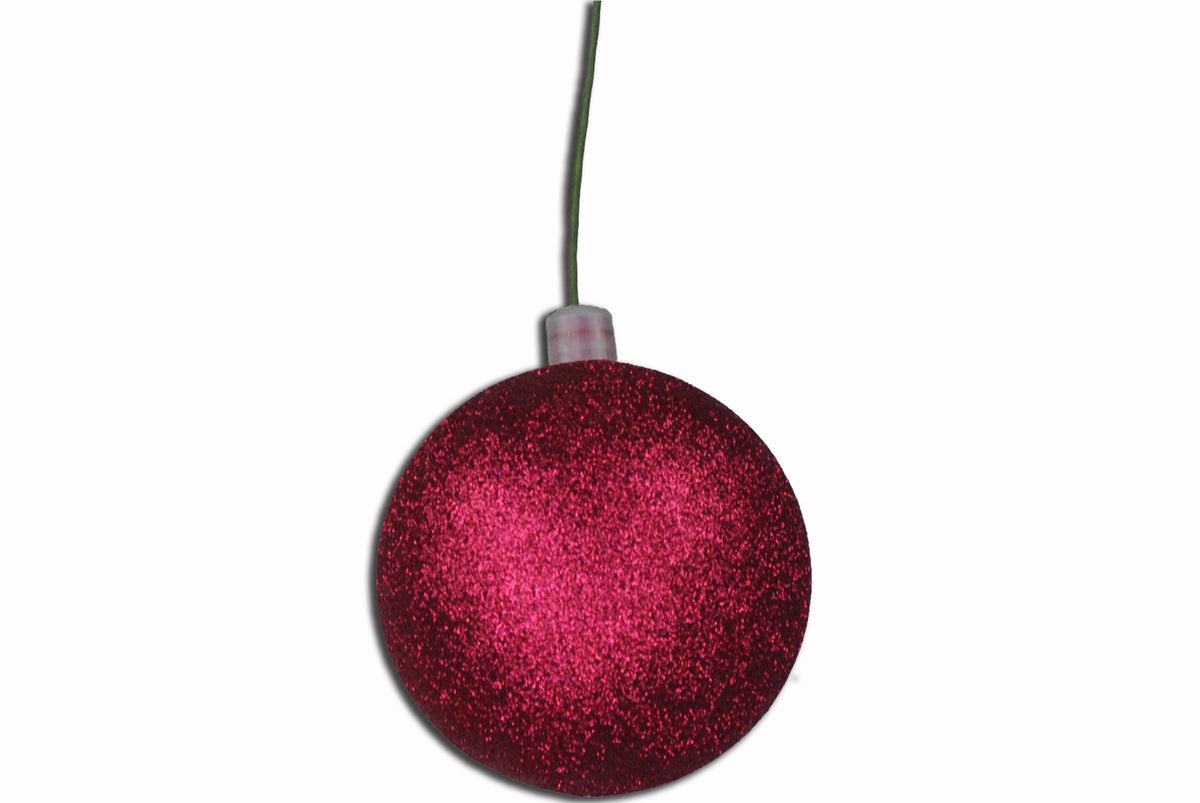 Burgundy Glitter Shatterproof Ornaments - 70mm, 12 Pack