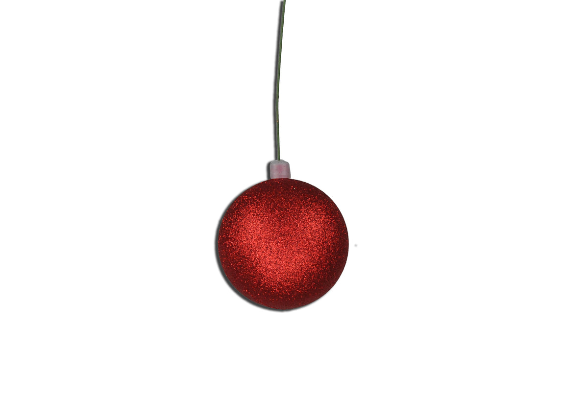 Red Glitter Shatterproof Ornaments - 80mm, 12 Pack