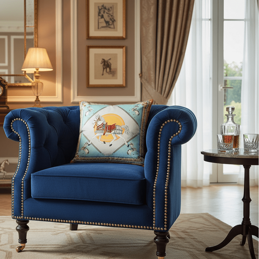 1179 Imperial Blue Horse Pillow Cover