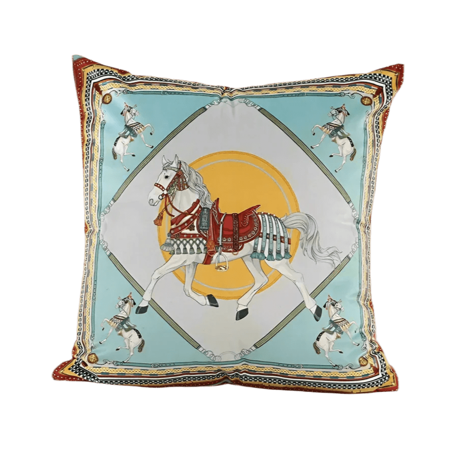 1179 Imperial Blue Horse Pillow Cover