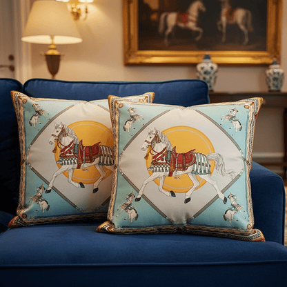 1179 Imperial Blue Horse Pillow Cover